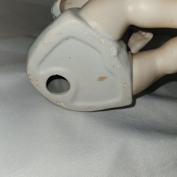 Vintage Andrea By Sadek Piano Baby Bisque Porcelain Boy Sitting 7" H x 5" L - Picture 9 of 10